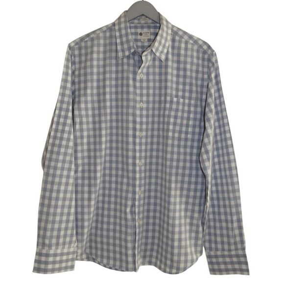 J. Crew Washed Casual Blue/Gray Gingham Check Tailored Fit Shirt Sz L - Picture 1 of 4
